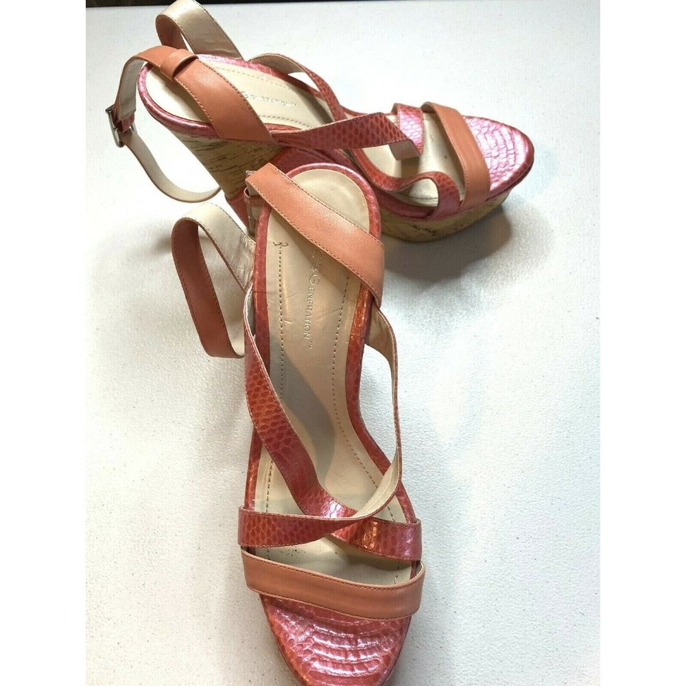 BCBG eneration pink strappy heel size 8.5 B leathe
